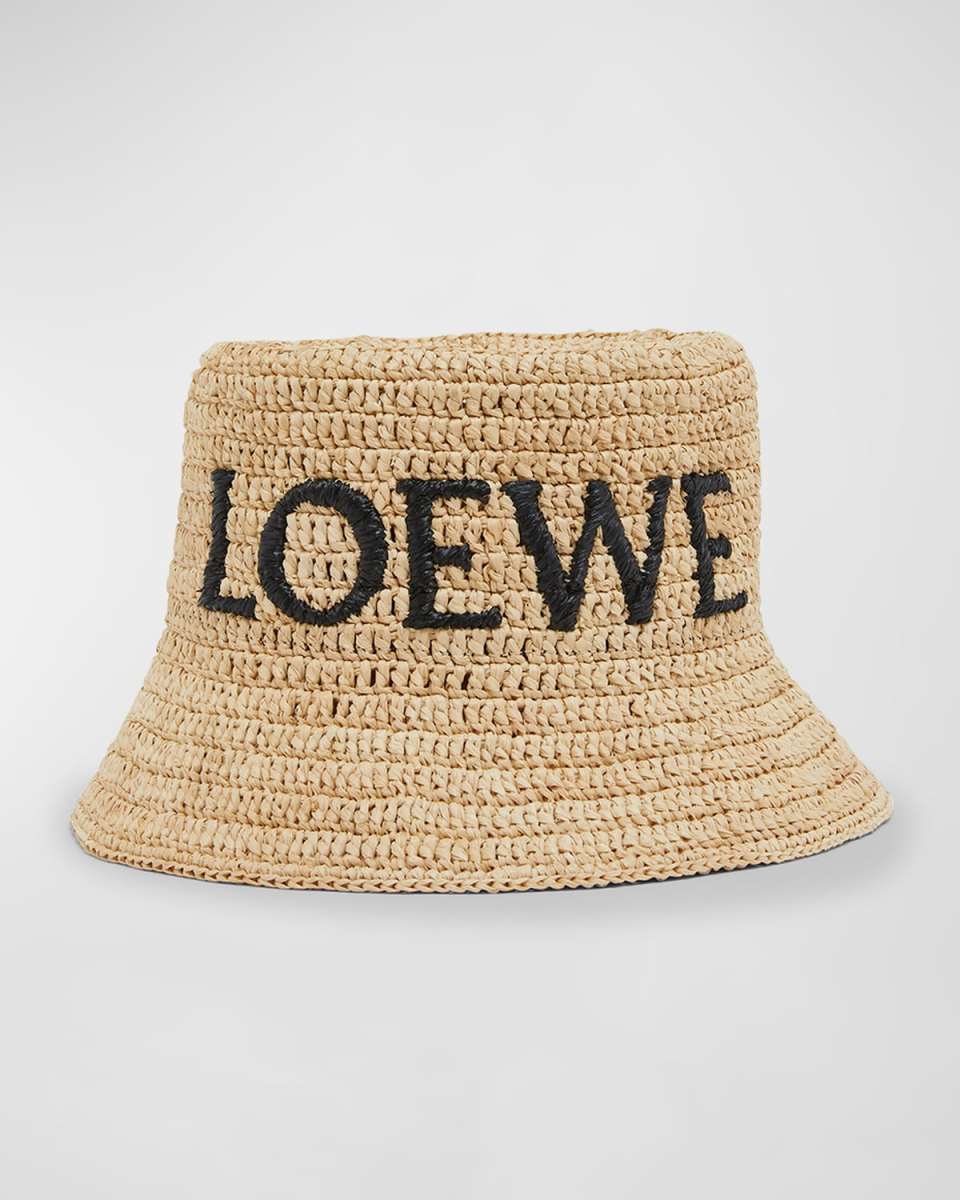 Logo Woven Raffia Bucket Hat